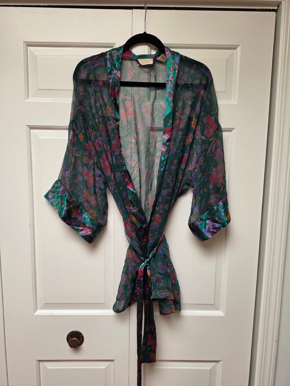 Vintage Victoria's Secret Gold Label Sheer Kimono Robe OS 80s Korea